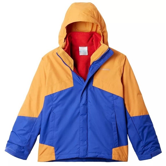 Columbia Youth Bugaboo II Fleece Interchange Jacket Blue/Yellow/Orange NWT XL